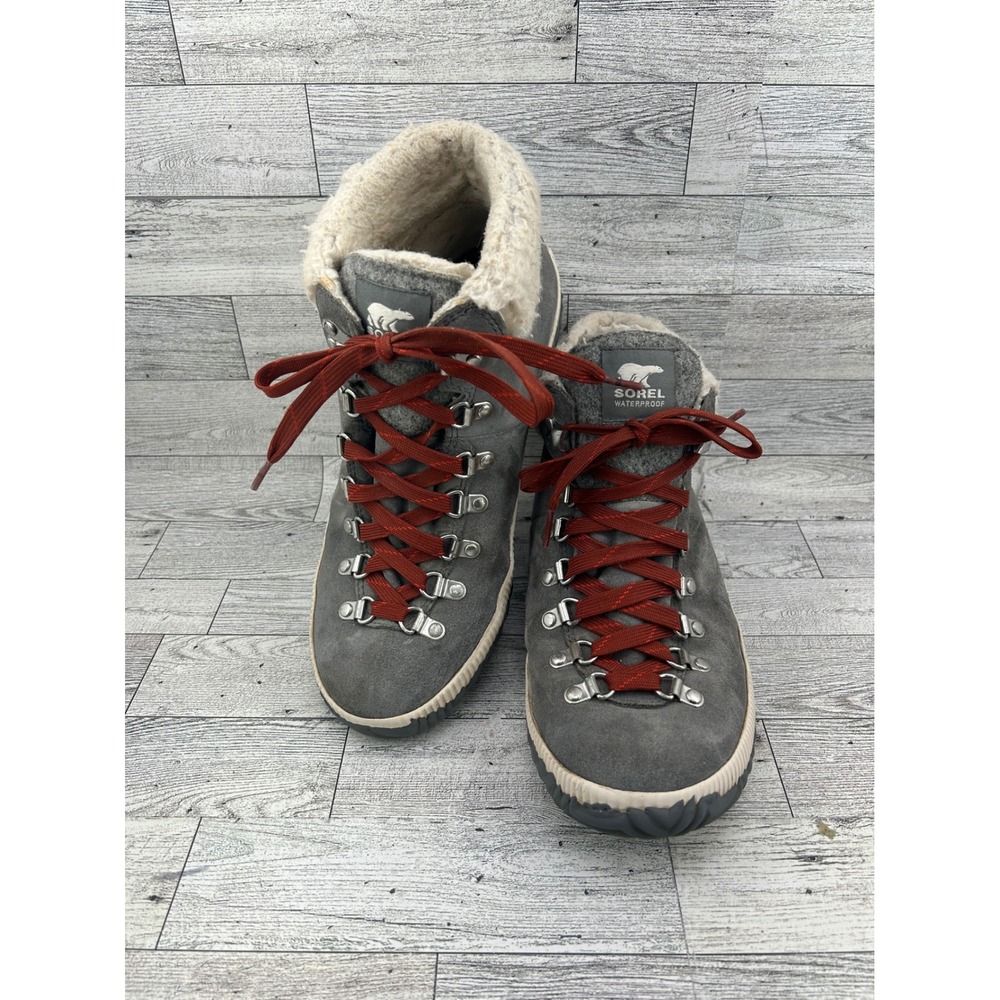 Sorel Out N About Plus Conquest Waterproof Boots Grey Suede NL3406-052 Women 9.5